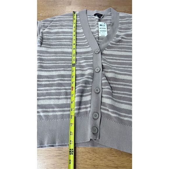 ALFANI COASTAL MODE TAN STRIPE CARDIGAN SWEATER WOMENS SZ M P1-261 - Picture 6 of 11